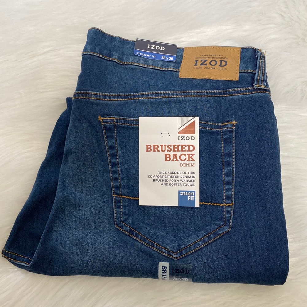 IZOD Brushed Back Straight Jeans 38x30
